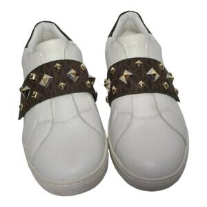 Michael Kors Women's Kenna Sneakers white leather pyramid studs slip on Size 11